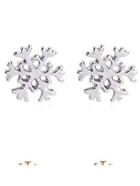 Snowflake Earrings Post Stud Winter Holiday Christmas Silver Snow Stylish Trendy